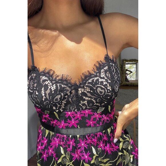 Lulus Size Small Divine Delight Black Floral Embroidered Maxi Cocktail Dress New - Picture 2 of 9
